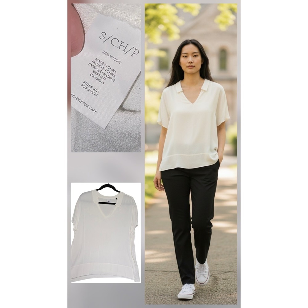Cabi Classic V Top #5021 White Gauze Size Small Laganlook